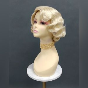 1920's Style Short Blonde Finger Wave Vintage Costume Wig